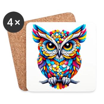 Hibou - Dessous de verre (lot de 4) - blanc - Devant
