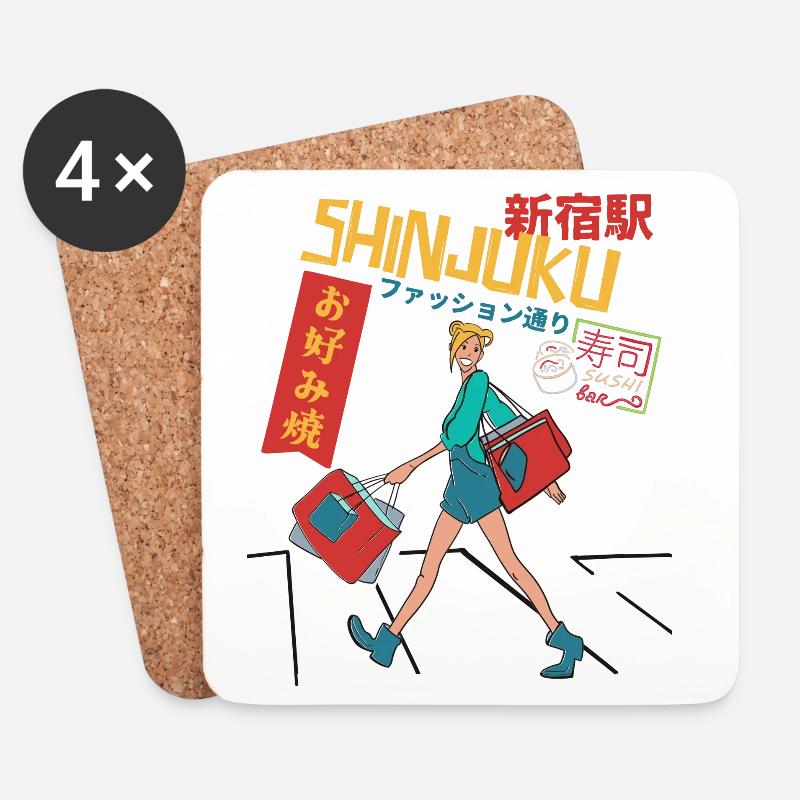 Shinjuku Shopping - Untersetzer (4er-Set) - Weiß