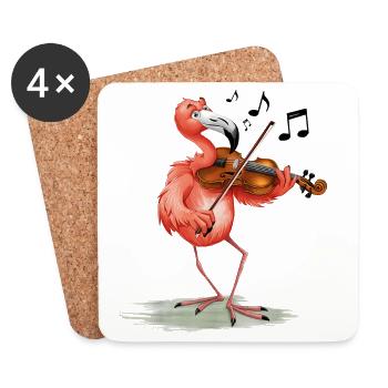 Flamingo Violinist - Coasters (set of 4) - white - Front