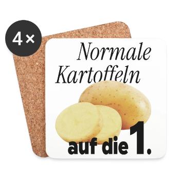 Normale Kartoffeln auf die 1. - Untersetzer (4er-Set) - Weiß - Vorne
