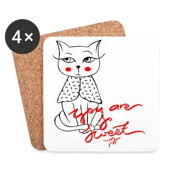 You are sweet, Katze - Untersetzer (4er-Set) - Weiß - Vorne