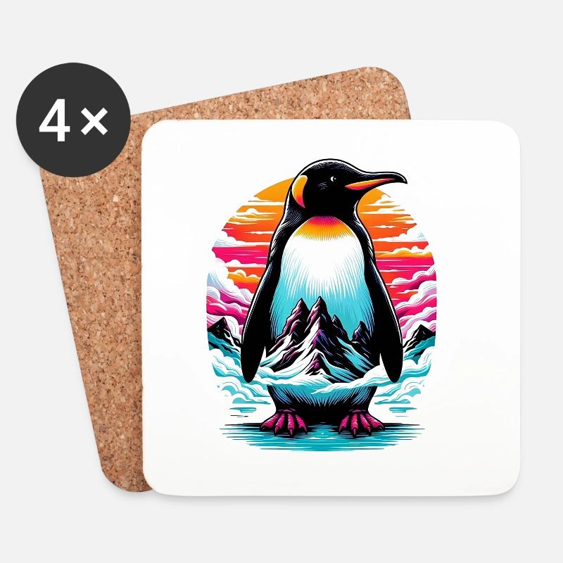 Pinguin - Untersetzer (4er-Set) - Weiß