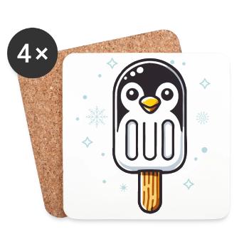 cute penguin ice cream motif for summer - Coasters (set of 4) - white - Front