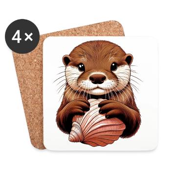 Otter - Untersetzer (4er-Set) - Weiß - Vorne