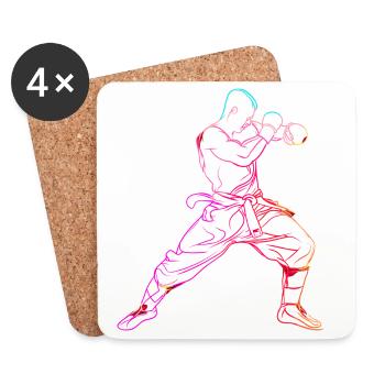 Kickboxeur à l’ancienne - Dessous de verre (lot de 4) - blanc - Devant