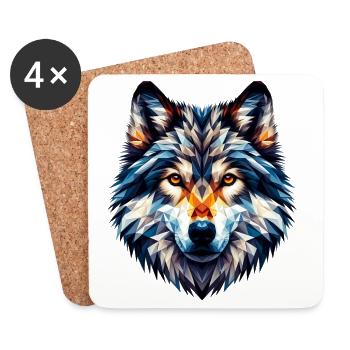 Loup polygonal - Dessous de verre (lot de 4) - blanc - Devant