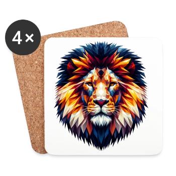 Polygonal Lion - Dessous de verre (lot de 4) - blanc - Devant