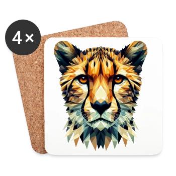 Guépard polygonal - Dessous de verre (lot de 4) - blanc - Devant