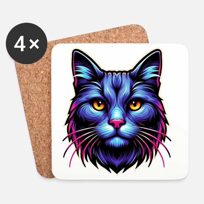 Katze - Untersetzer (4er-Set) - Weiß