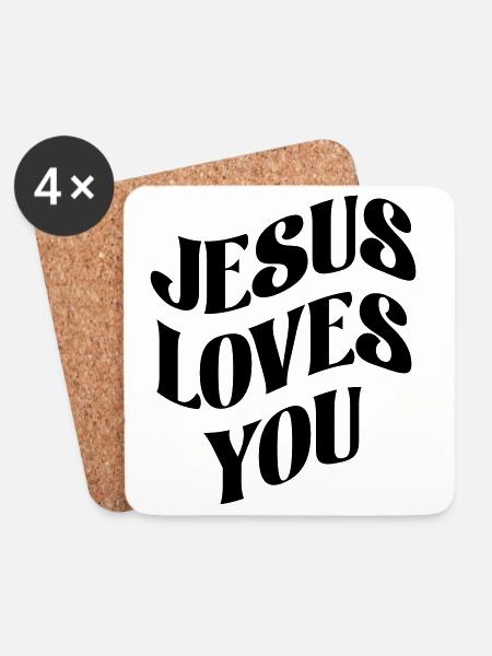 Jesus liebt Dich - Untersetzer (4er-Set) - Weiß
