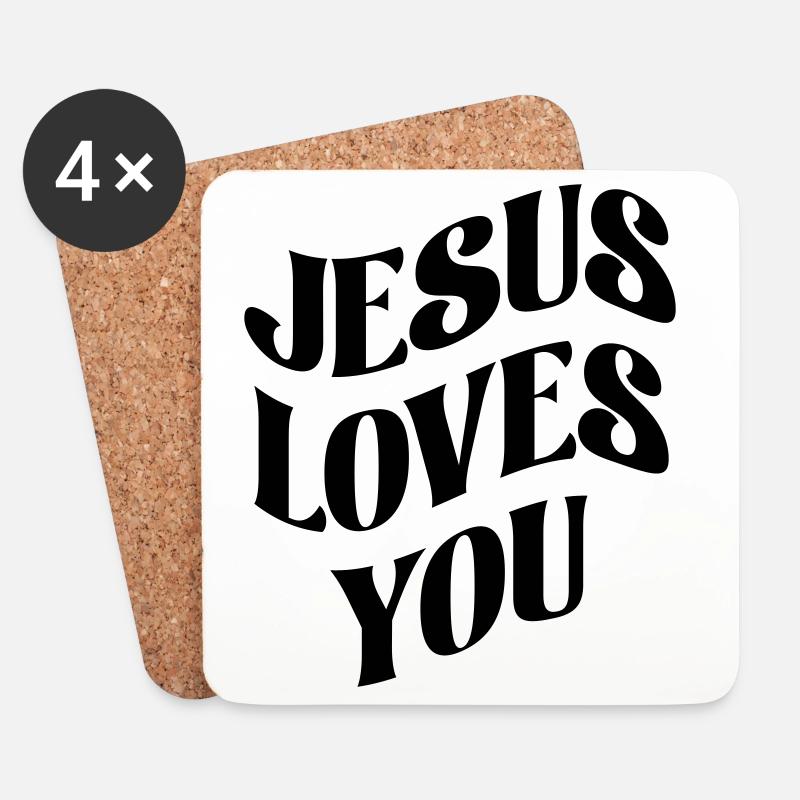 Jesus liebt Dich - Untersetzer (4er-Set) - Weiß