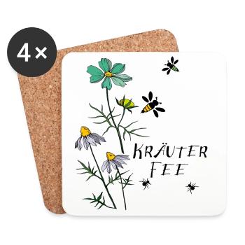 Kräuterfee, Biene, Ameise - Untersetzer (4er-Set) - Weiß - Vorne