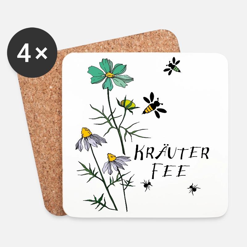 Kräuterfee, Biene, Ameise - Untersetzer (4er-Set) - Weiß