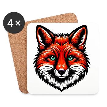 Renard - Dessous de verre (lot de 4) - blanc - Devant