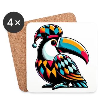 Toucan arlequin - Dessous de verre (lot de 4) - blanc - Devant