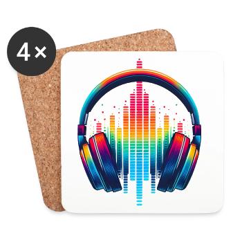 Casque Vibrant Sound arc-en-ciel - Dessous de verre (lot de 4) - blanc - Devant