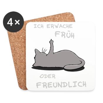 I wake up early or friendly - Coasters (set of 4) - white - Front