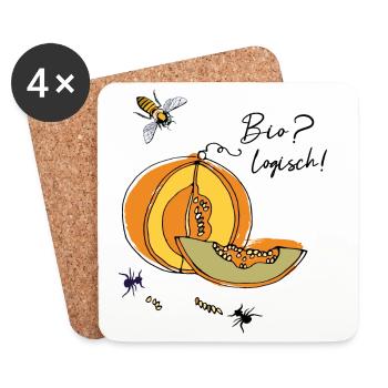 Biologiste, Citrouille, Fourmis - Dessous de verre (lot de 4) - blanc - Devant