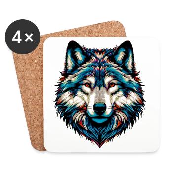 Wolf - Untersetzer (4er-Set) - Weiß - Vorne