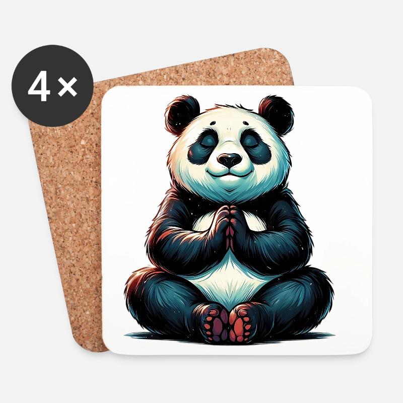 Panda - Untersetzer (4er-Set) - Weiß