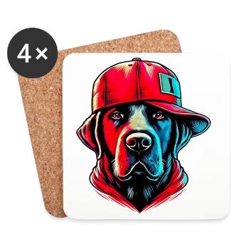 Chien - Dessous de verre (lot de 4) - blanc - Devant