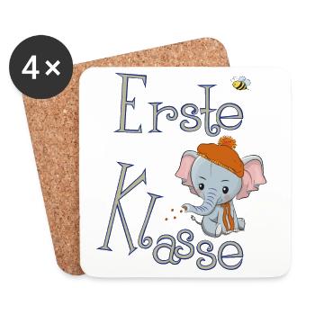 Erste Klasse, Elefant - Untersetzer (4er-Set) - Weiß - Vorne