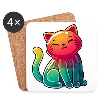 Chat - Dessous de verre (lot de 4) - blanc - Devant