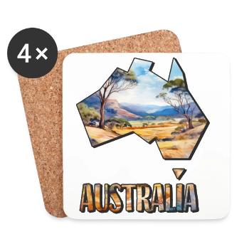 Aquarell Landkarte Australien - Untersetzer (4er-Set) - Weiß - Vorne