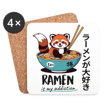 Mignon panda roux dans un bol de ramen - Dessous de verre (lot de 4) - blanc - Devant