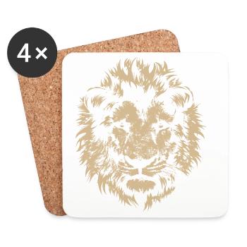 Lion Portrait Nature Wilderness Animal Symbol Graphic - Coasters (set of 4) - white - Front