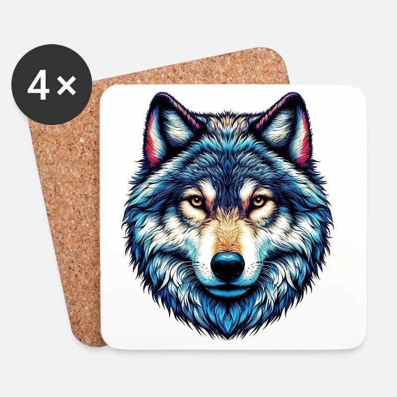 Wolf - Untersetzer (4er-Set) - Weiß
