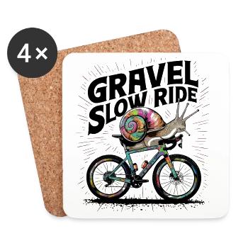 Gravel Slow Ride Snail - Coasters (set of 4) - white - Front