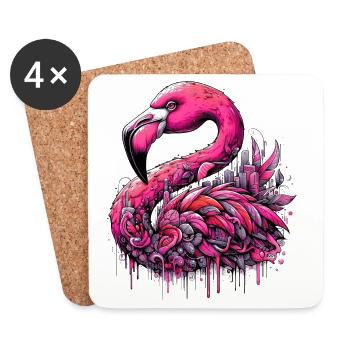 Flamingo - Untersetzer (4er-Set) - Weiß - Vorne