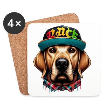 Chien - Dessous de verre (lot de 4) - blanc - Devant