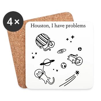 Houston, j’ai des problèmes | L’univers des chats | Félin - Dessous de verre (lot de 4) - blanc - Devant