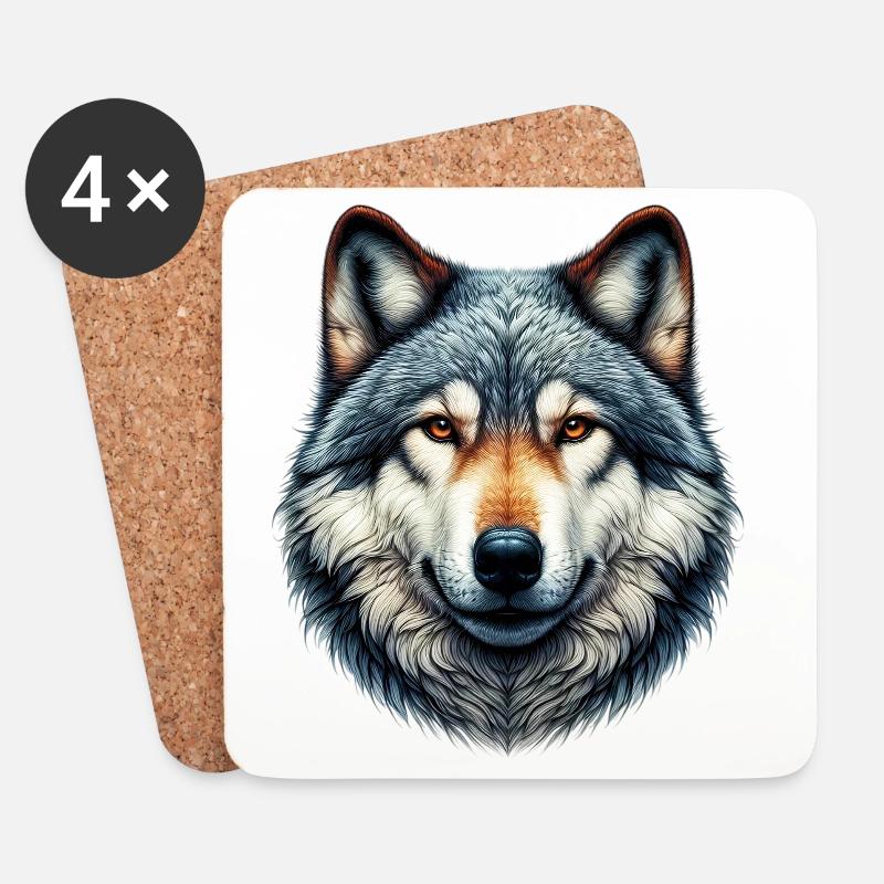 Wolf - Untersetzer (4er-Set) - Weiß