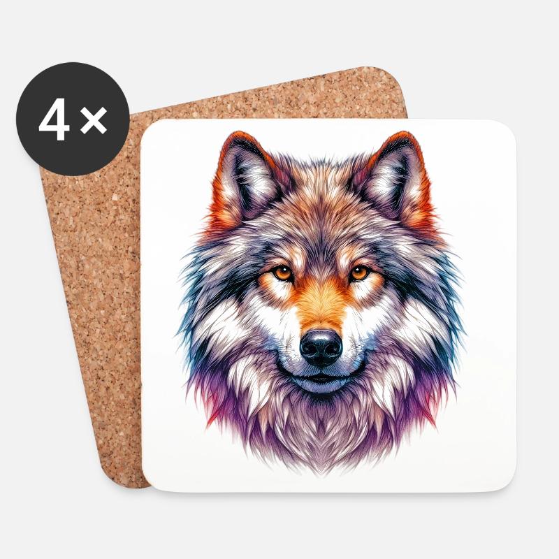 Wolf - Untersetzer (4er-Set) - Weiß