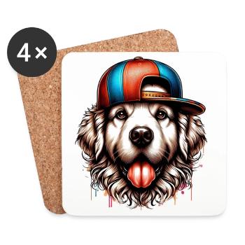 Chien - Dessous de verre (lot de 4) - blanc - Devant
