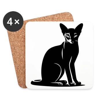 Chat abyssin - Dessous de verre (lot de 4) - blanc - Devant