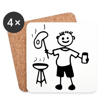 Joie des grillades, du barbecue et des fêtes sur le gril non encadré - Dessous de verre (lot de 4) - blanc - Devant
