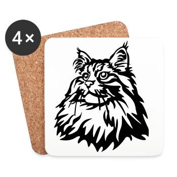 Norwegische Waldkatze - Untersetzer (4er-Set) - Weiß - Vorne