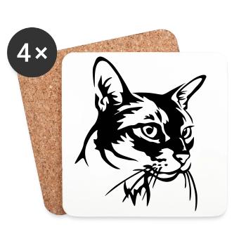 Chat abyssin - Dessous de verre (lot de 4) - blanc - Devant