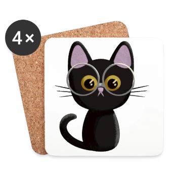 Black cat - Coasters (set of 4) - white - Front