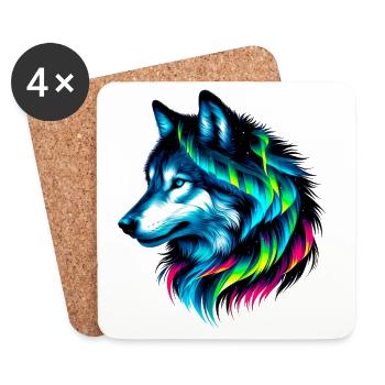 Wolf - Coasters (set of 4) - white - Front