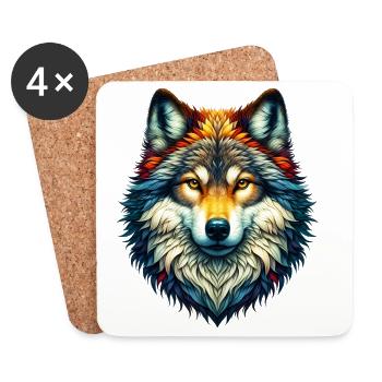 Loup - Dessous de verre (lot de 4) - blanc - Devant