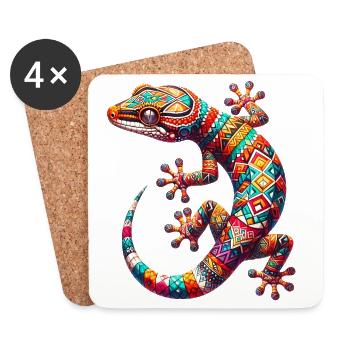 Gecko - Untersetzer (4er-Set) - Weiß - Vorne