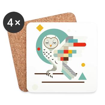 Geometric Owl – Modern Colorful Animal Illustration - Coasters (set of 4) - white - Front