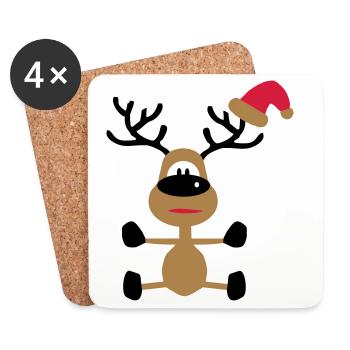 lustige Geschenke zu Weihnachten - Untersetzer (4er-Set) - Weiß - Vorne