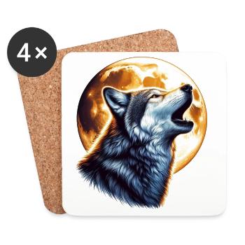 Loup - Dessous de verre (lot de 4) - blanc - Devant