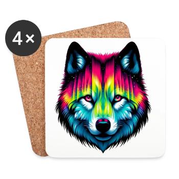 Loup - Dessous de verre (lot de 4) - blanc - Devant